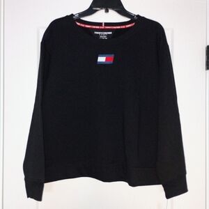 NWT 1X Tommy Hilfiger Sport Black Fleece-lined Embroidered Logo Sweatshirt NEW